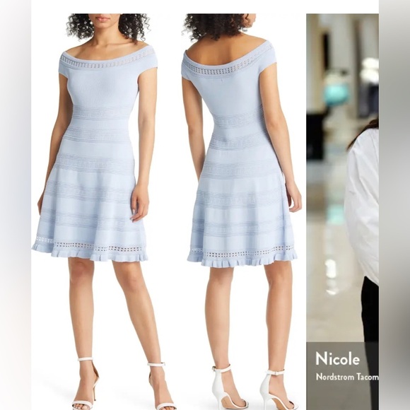 Eliza J..Navy Cap Sleeve or‎ off-the-shoulder minidress - Picture 1 of 10